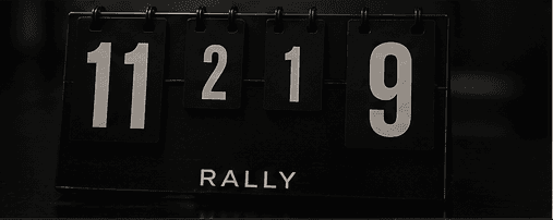 Close view of a Rally scoreboard